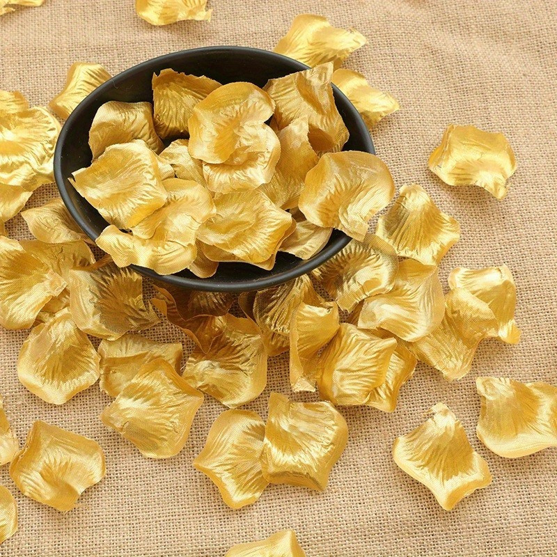 Golden Simulated Rose Petals, Handmade Flower Scattering At The Wedding Venue, Wedding Room Decoration/proposal /romantic Birthday/petal Guide (200pcs Per Serving)