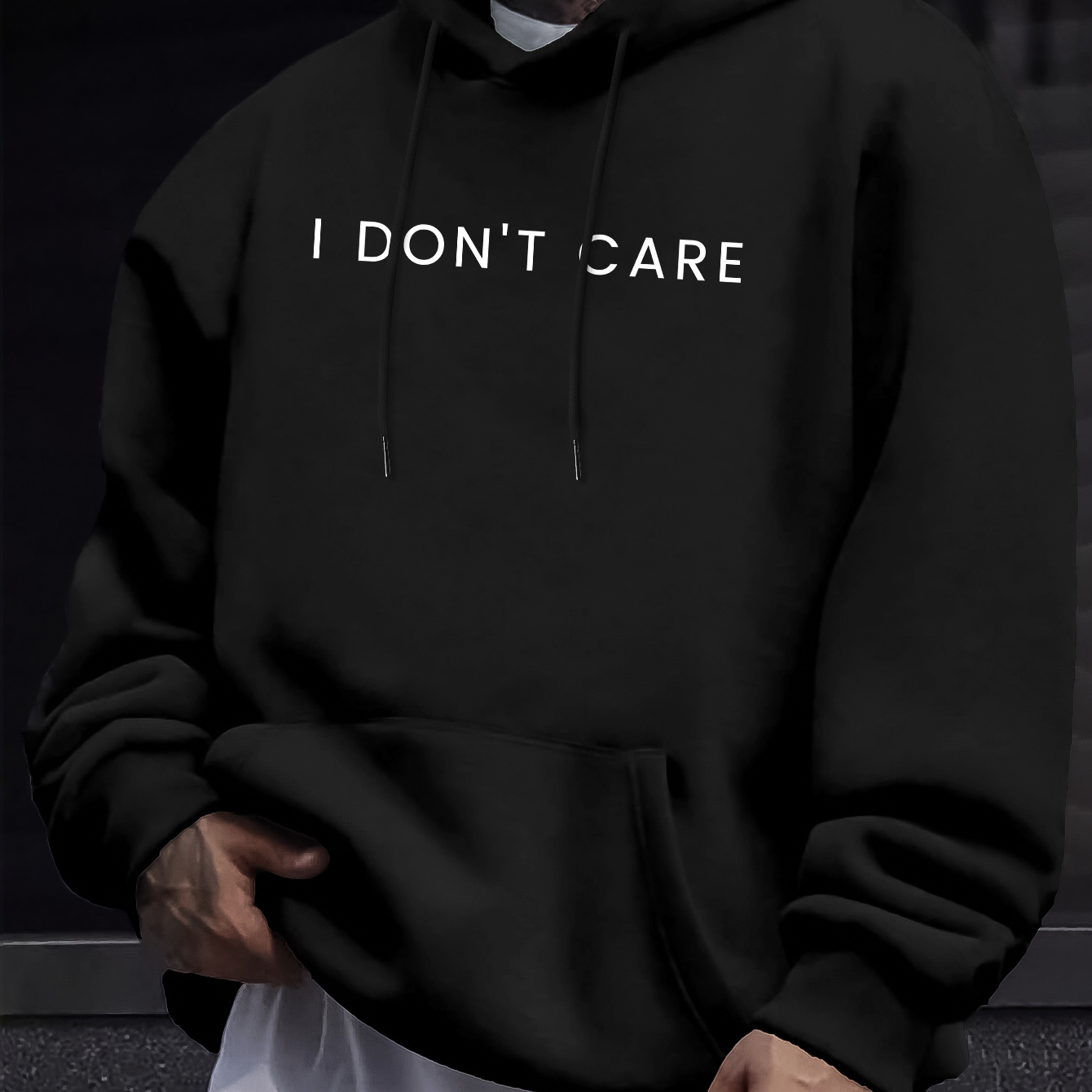 

Letter Long Pullover , Drawstring Hooded Sweatshirt , Comfortable Top For And