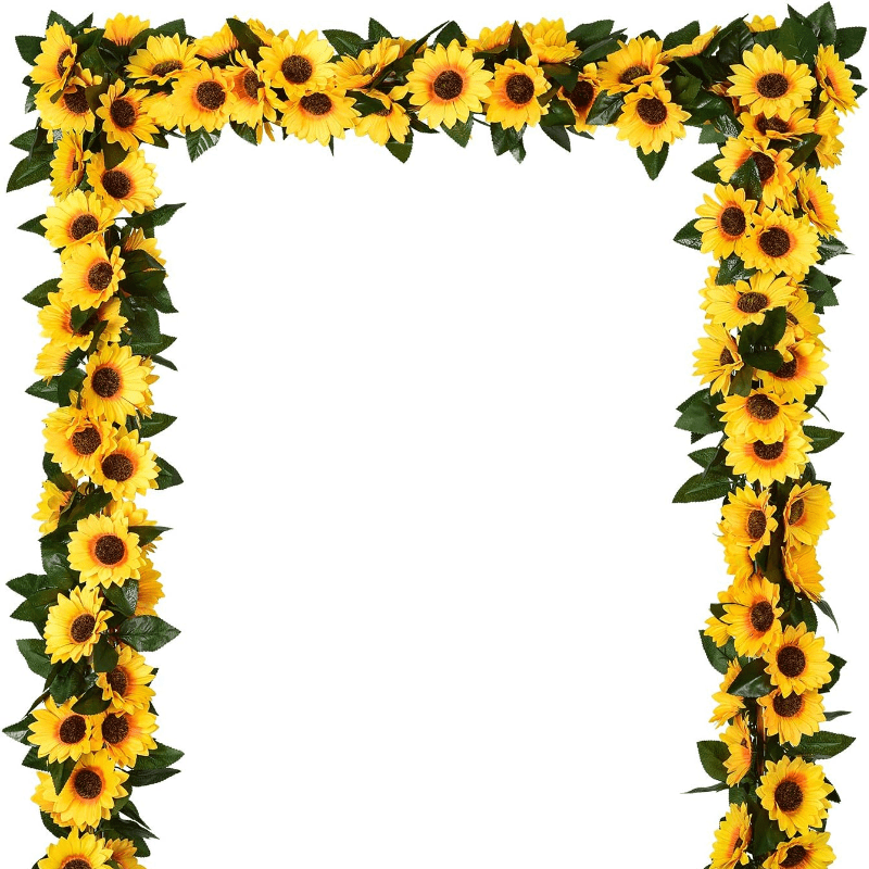 

Charming Artificial Sunflower Garland - Hanging Vines With Green Leaves For Weddings, Bridal Showers & Outdoor Decor | Perfect For Spring, Summer, St. Patrick's Day & Easter