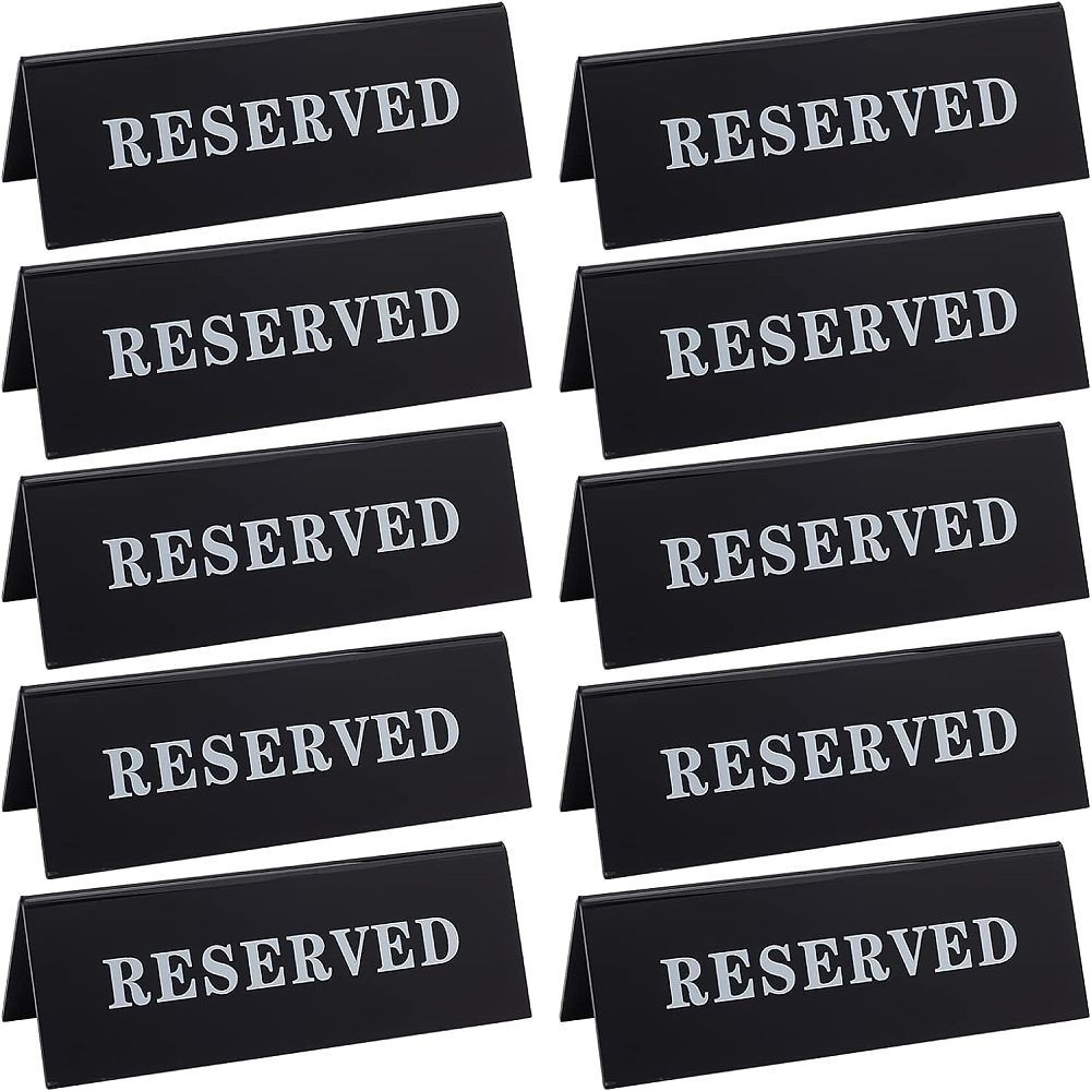 TEMU 1 Set Of 10pcs Globleland Acrylic Resin Reserved Signs - For Wedding, , And Party Guest Display Stands, Table Tent Holders Without Power Supply