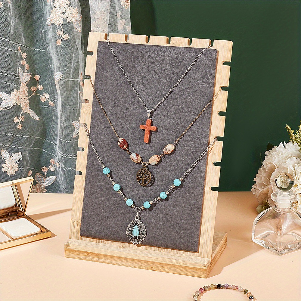 Espositore Per Gioielli A 3 Livelli In Velluto Nero E Metallo Dorato - Organizer Da Banco Per Bracciali, Collane, Anelli E Orecchini - 5