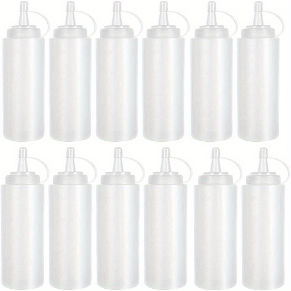 TEMU 6st/12st Nieuwe Stijl 8oz Plastic Knijpflessen Multifunctionele Spuitflessen voor Ketchup, Specerijen, BBQ Saus, Dressing, Barbecue, Grillen,