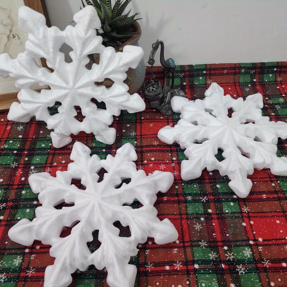 

3pcs Plastic Snowflake Decorations - Diy White Craft Snowflakes For Christmas Tree, Party, New Year Hanging Ornaments, Window Display, Educational Projects, Floral Arrangement