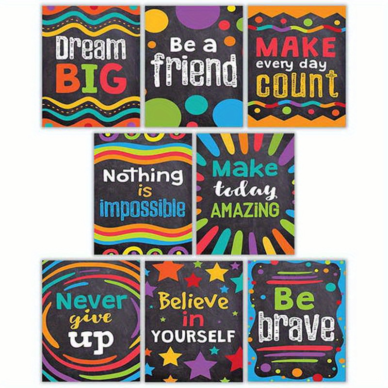 

Inspirational Classroom Posters - Set Of 8, Motivational Wall Decor For Teachers, To Middle School Bulletin Board Art, 8x10in