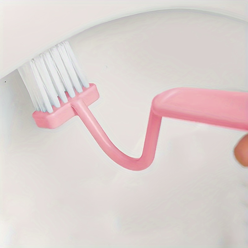 

Ergonomic Pink V-shaped Toilet Brush - , Manual, No-scrub Design For Corner Cleaning In Bathrooms, Plastic With Soft Bristles, Toilet Brush And Holder Set