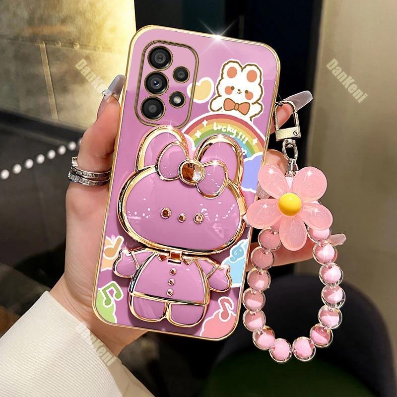 TEMU Phone Case: A53 Rabbit Holder Bracelet Plating Phone Case For A53 A51 A54 A55 A52s A34 A35 A50s A52 A50 A42 A33 A31 A32 Cover