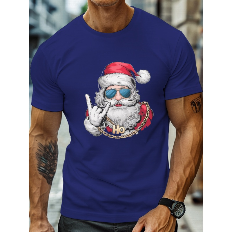 

Men's Casual Santa Claus Graphic Tee - Crew Neck, Short Sleeve, Lightweight & Comfy Summer T-shirt