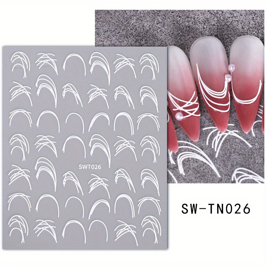 Nail Stickers Metal Silvery White Irregular Graffiti 3d Self Adhesive Gel Polish Slider Nail Decor
