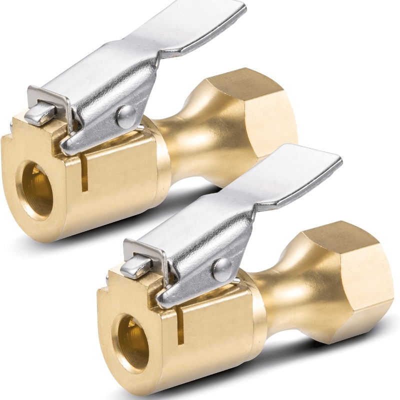 

2-pack Heavy Duty Brass Air With Clip - Tire Tool For Car Tires, Compatible With Inflators, Gauges, And Compressors - Metal Construction