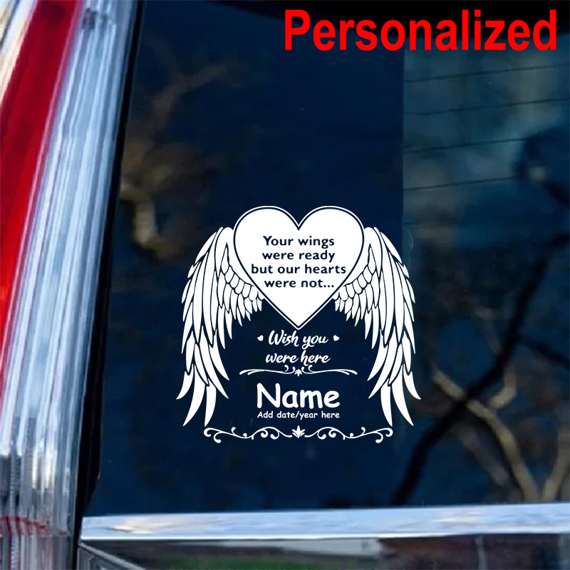 

Custom White Rip Memorial Decal - Your Wings Were Ready, In Loving Memory - Car Sticker - Pvc Material