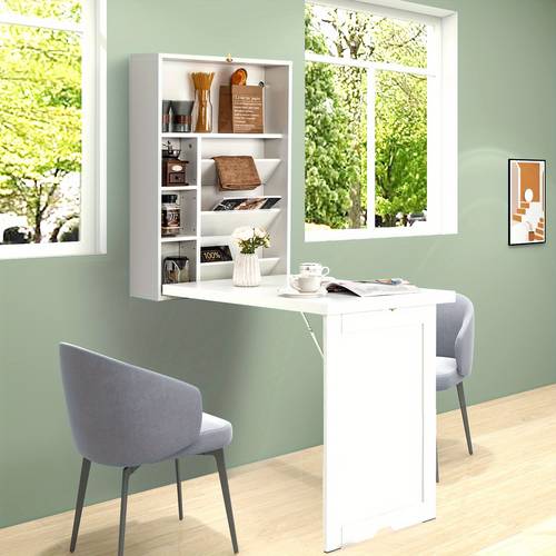 wall mounted computer convertible desk floating desk bookcases white