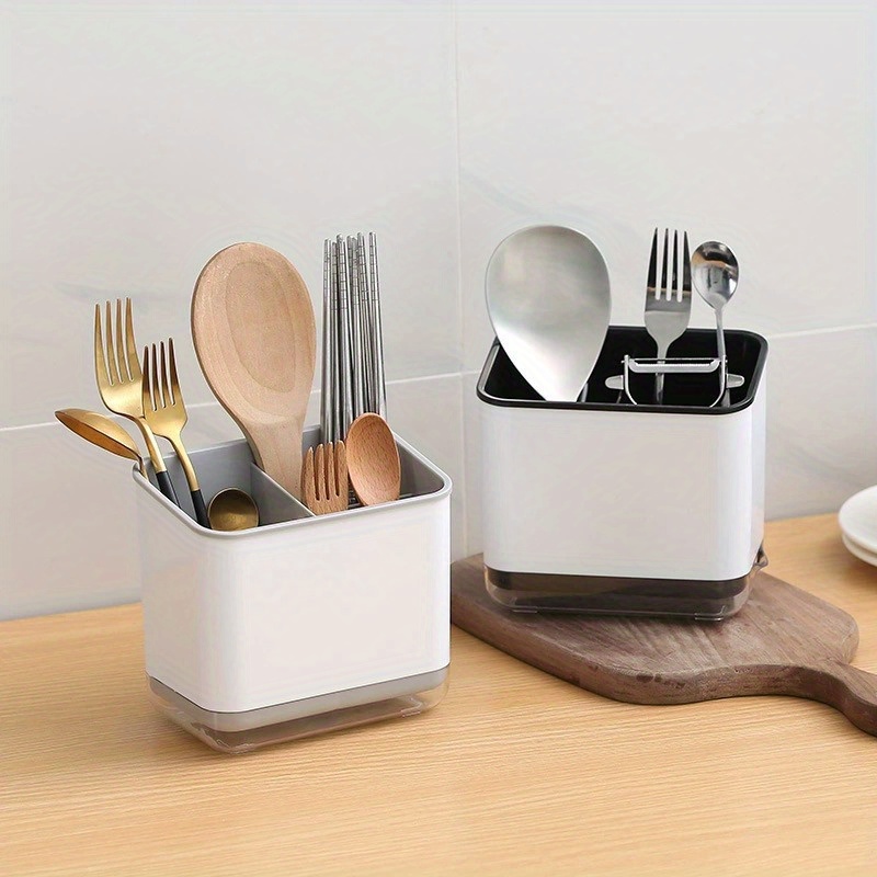 

Organiseur multifonctionnel pour cuisine et table : Boîte de rangement à 2 niveaux avec compartiments séparés pour les ustensiles et les couverts - Parfait pour et la table à manger à .