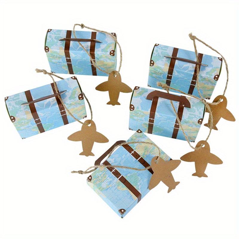 Image of Set Of 5 Map Gift Boxes Made Of Paper, Perfect For Travel-themed Wedding Favors And Birthday Party Supplies