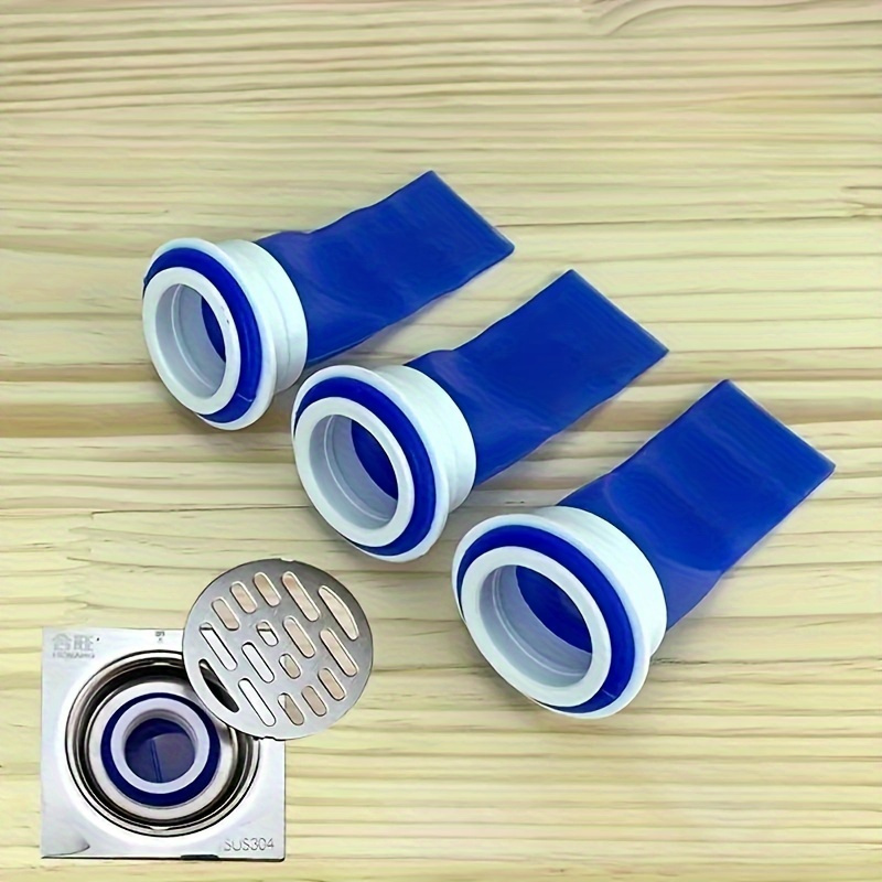 

Lot de 3 Noyaux de Drain de Sol en Silicone Bleu avec Bord Blanc - Réglables, Anti-Colmatage et Anti-Rétroécoulement pour Éviers de Cuisine & Salle de Bain, Durables & Faciles à Installer