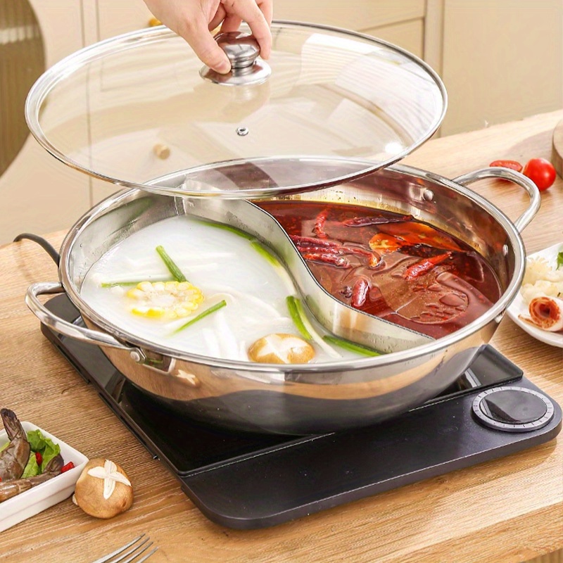 popular   stainless steel hot pot with dual handles split compartment for double flavors suitable for gas and induction cookers kitchen gadgets details 2