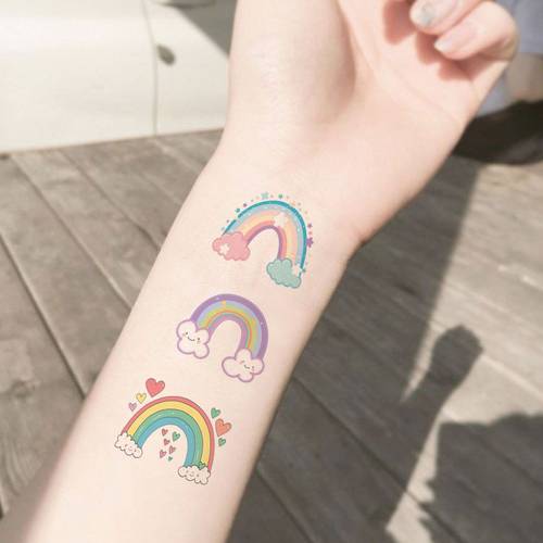 100pcs of 10 sheet pastel rainbow temporary tattoos for bohemian rainbow birthday party decorations favors supplies decor gifts and cute tattoo rewards themed