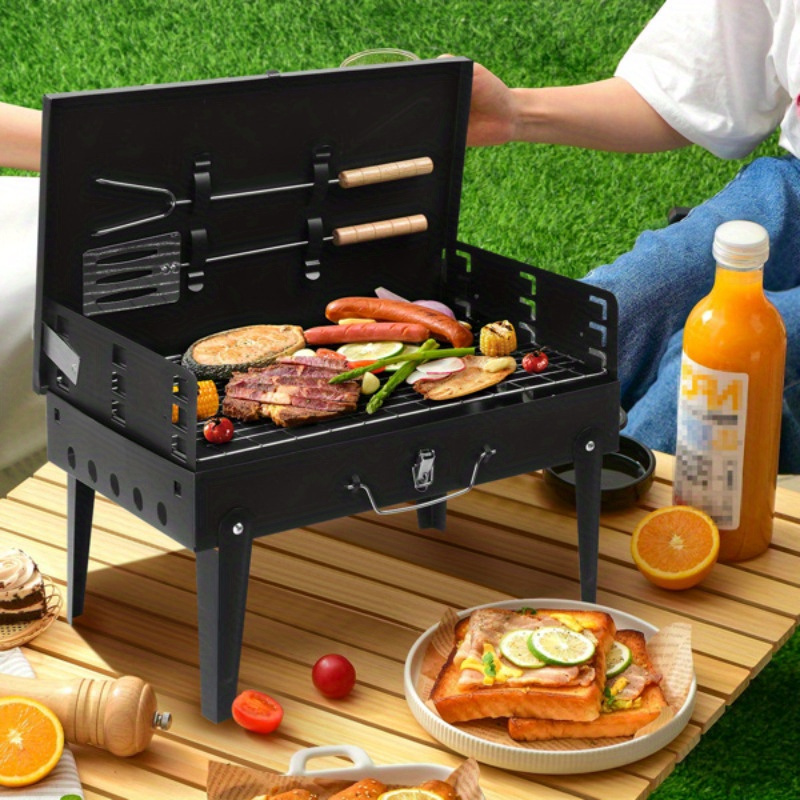 

44*27*7cm Portable Square Charcoal Grill Black