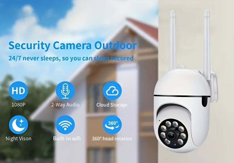 1pc TERUHAL Ultra HD 1080P Wireless Security Camera, 355° Panoramic View, 2-Way Audio, Night Vision, Wi-Fi Enabled, USB Powered, ABS Material, No Battery, Application Control, Remote Monitoring - Ideal for Home, Christmas, Halloween, Thanksgiving Gifts details 1