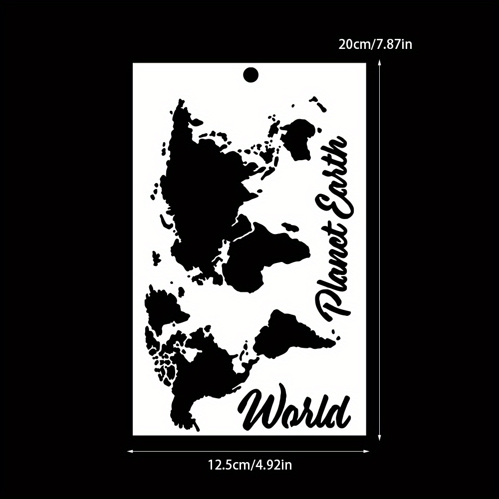 Image of Map Pattern Stencil, Plastic Hollow Stencil For Holiday Decoration Painting Greeting Card Wall Wood, Decoration Template