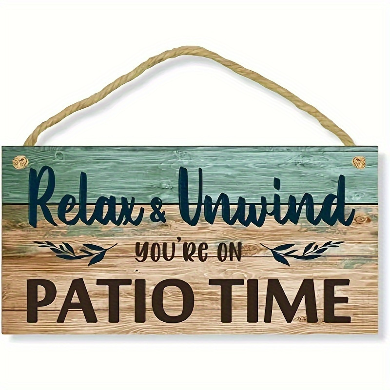 

2pcs Rural Style "relax Body And Mind" Wooden Sign - Light Up Your Porch Or Bar With Warm "courtyard Time" Outdoor Decoration