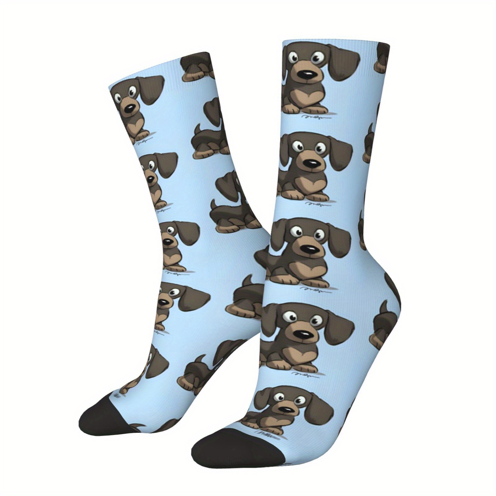 

Cute Puppy Pattern 1 Pair Men's Mid-calf Crew Socks, Breathable Comfy Casual Socks Fashion Sports Socks For Outdoor Fitness Basketball Running Spring Summer