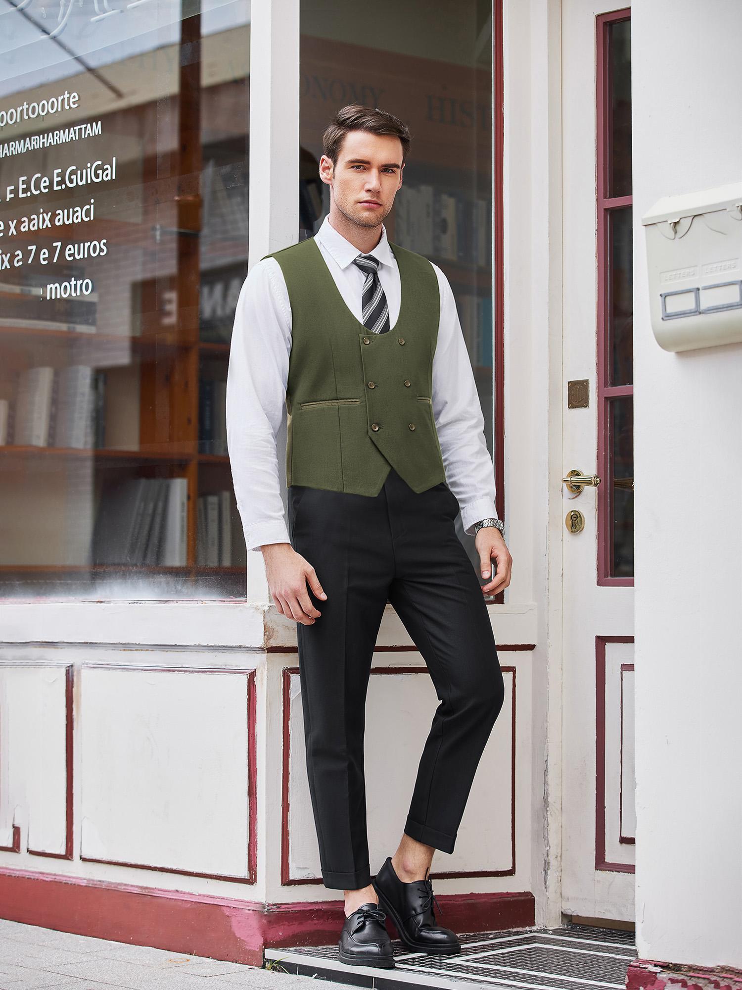 1pc mens fit double breasted suit vest solid - Temu
