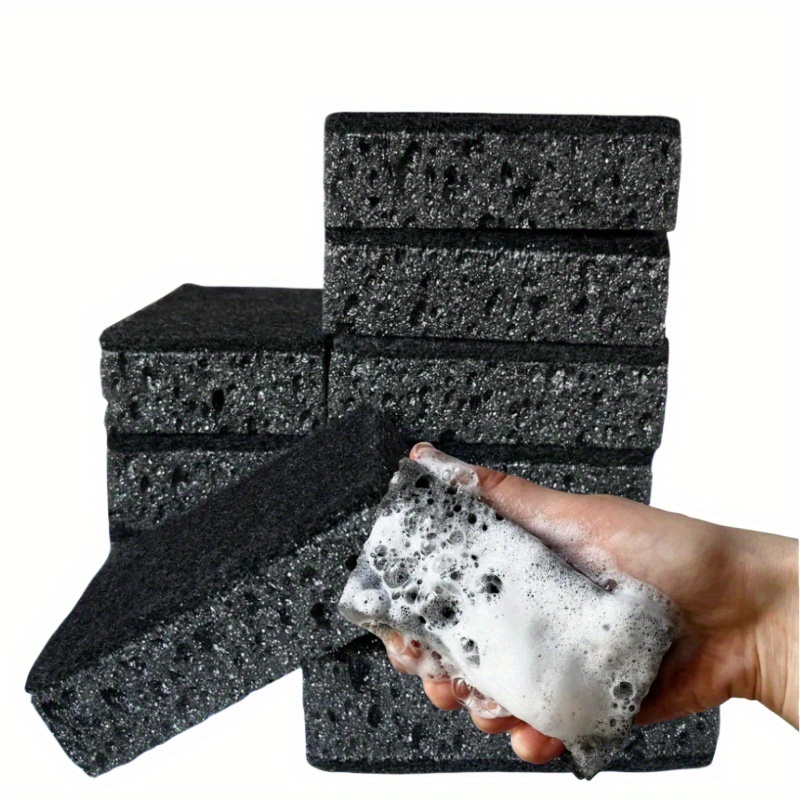 

10pcs Black Sponge Scrubbers, Kitchen Cleaning Sponges, Oil Resistant Dishwashing Pads, Bbq Grill Tool Cleaner, Outdoor Barbecue Accessory