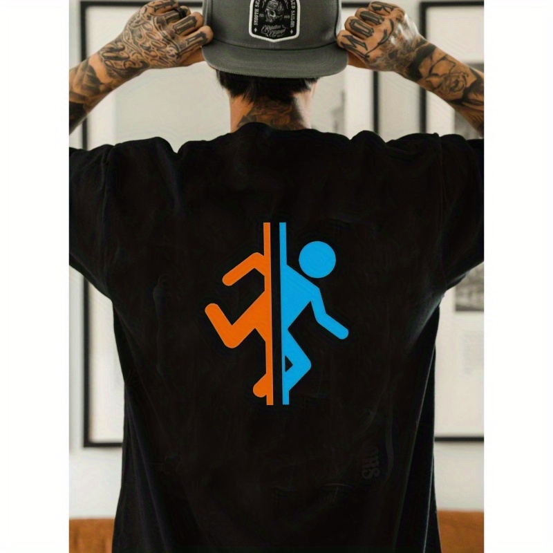 

Men's Casual Short-sleeve T-shirt With Unique Cartoon Print - Breathable Polyester, Crew Neck, Summer