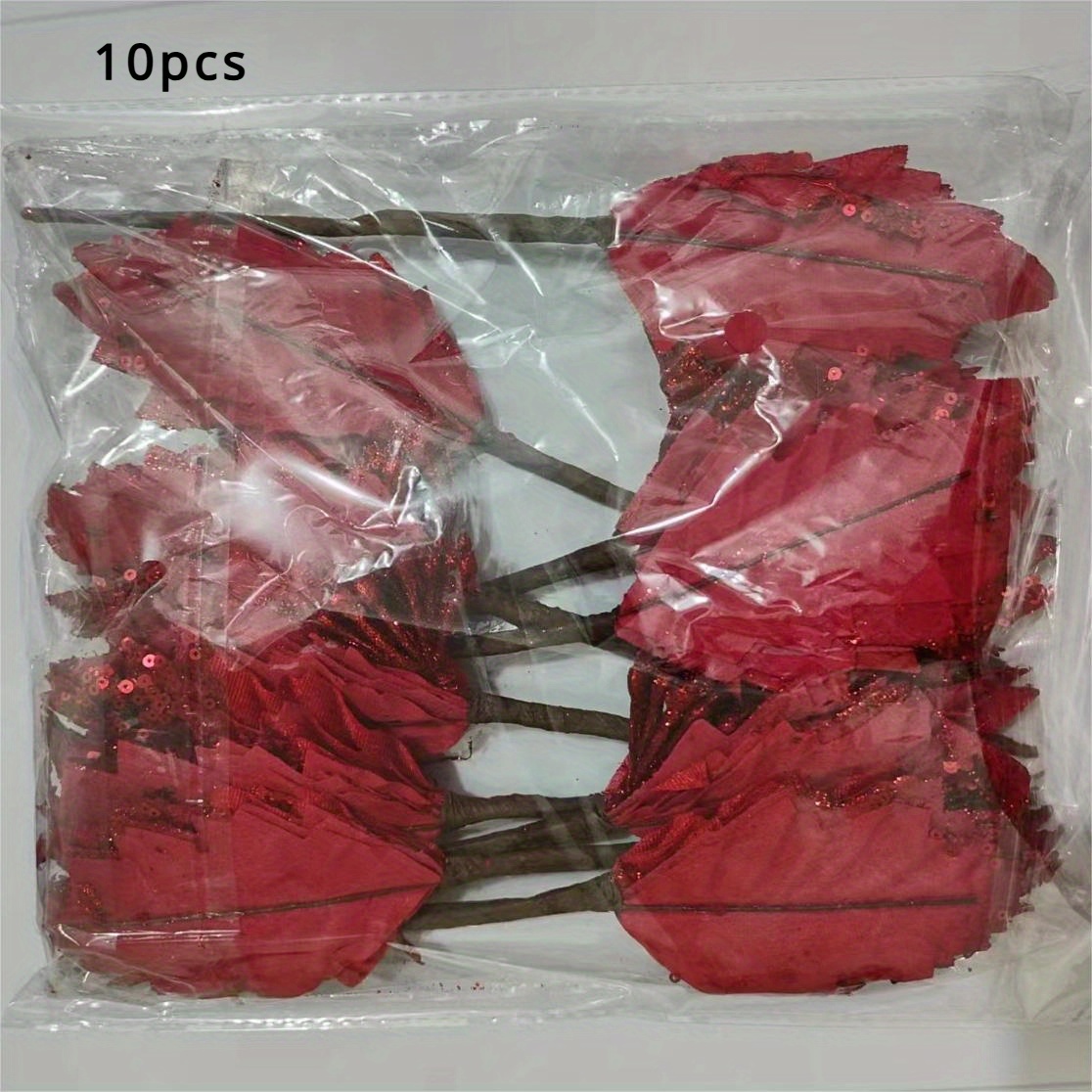 TEMU 10 pièces de Poinsettias en Feutre Pailleté , Idéal pour en Vase, Décorations d'Arbre, Couronnes, Décoration de Chambre et Maison, Ornements de