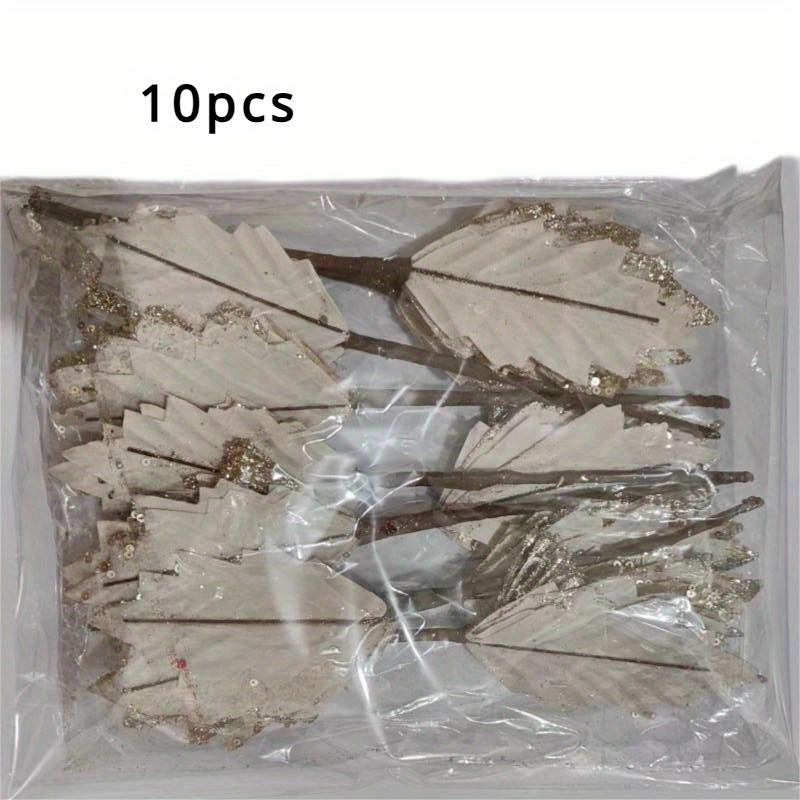 TEMU 10pcs Set Of Sparkling Glitter Felt Poinsettias, Perfect For Vase Arrangements, Tree Decorations, Wreaths, Room And Home Decor, Christmas Tree