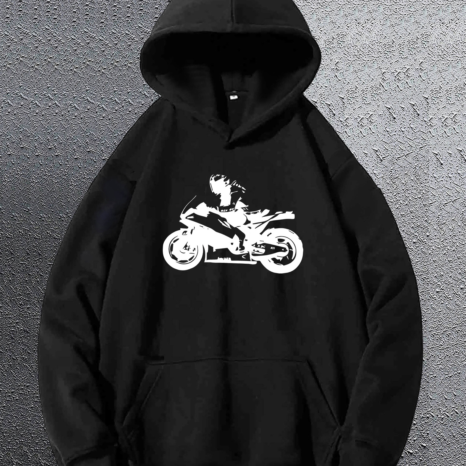 

Cool Motorcyclist Sketch Pattern Print Men's Comfortable Versatile Hoodie With Long Sleeves & Kangaroo Pocket, Trendy Regular Fit Clothing For Male Autumn & Winter Outdoor Wear