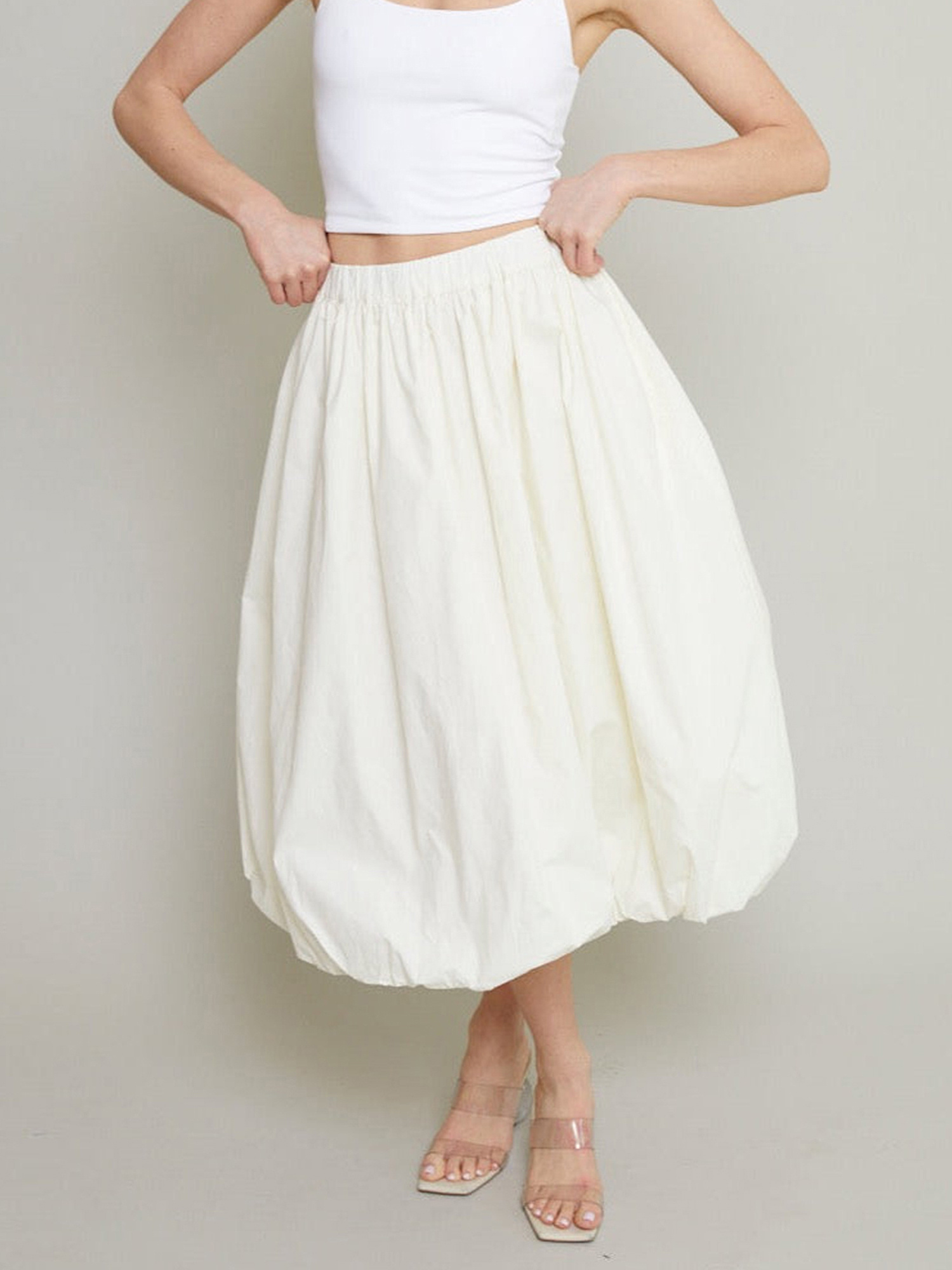【BAON】24SS★ [BAONHAUS] Check Ribbon Banding Balloon Skirt balloon skirt sold on Temu United States