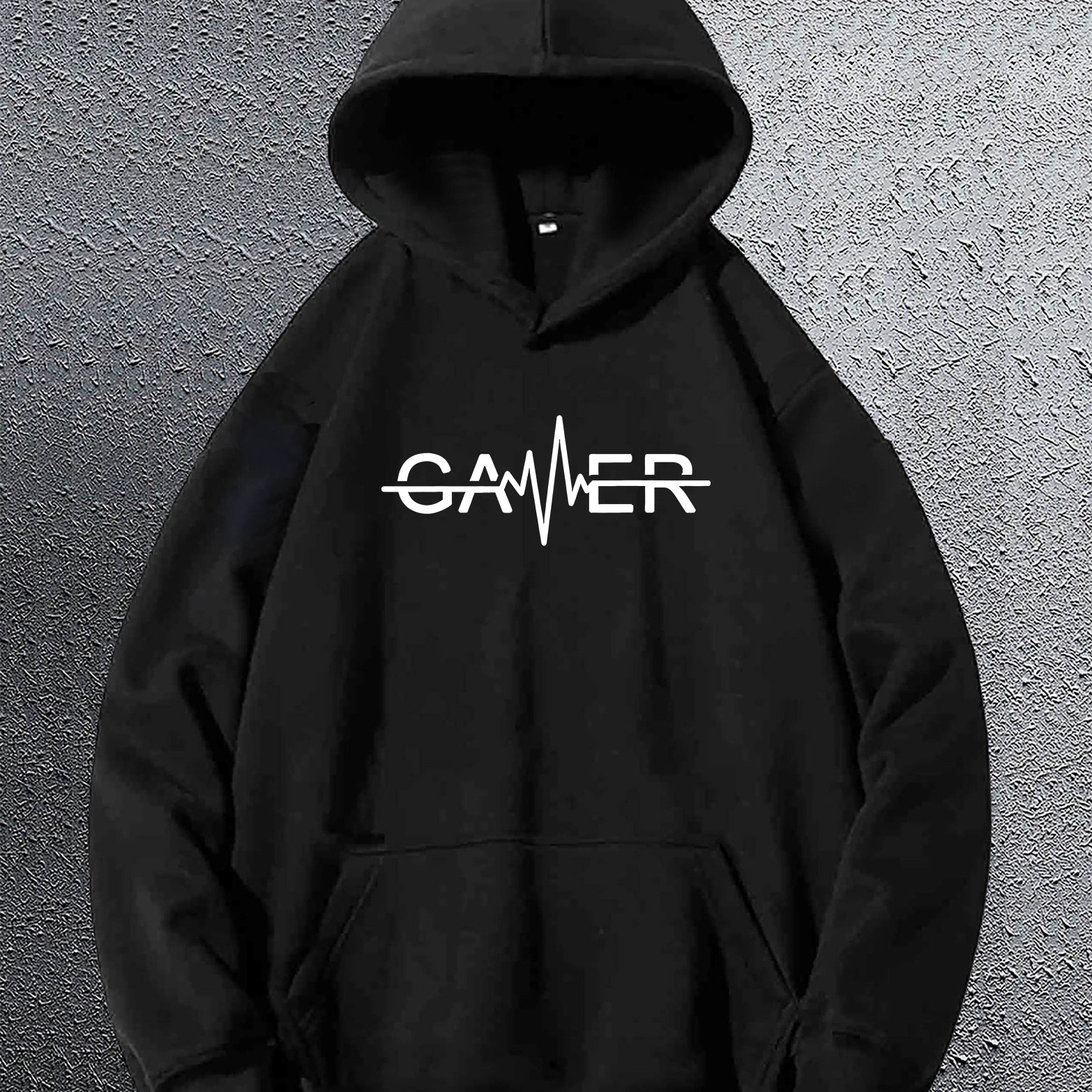 

Gamer Creative Letters With Pulse Print Men's Comfortable Versatile Hoodie With Long Sleeves & Kangaroo Pocket, Trendy Regular Fit Clothing For Male Autumn & Winter Outdoor Wear