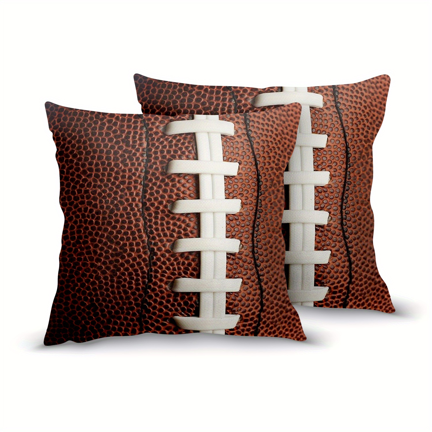 

2pcs Short Plush Cozy Square Football Pillow Covers Decorative Pillow Cases Cushion Covers For Bedroom Livingroom Sofa 18x18 Inch Print No Pillow