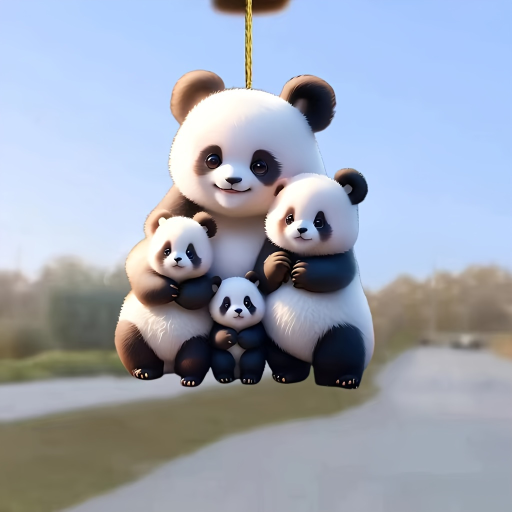 

Adorable 3d Panda Family Acrylic Hanging Decoration - Perfect Gift For Any Occasion - Car Interior Accessories