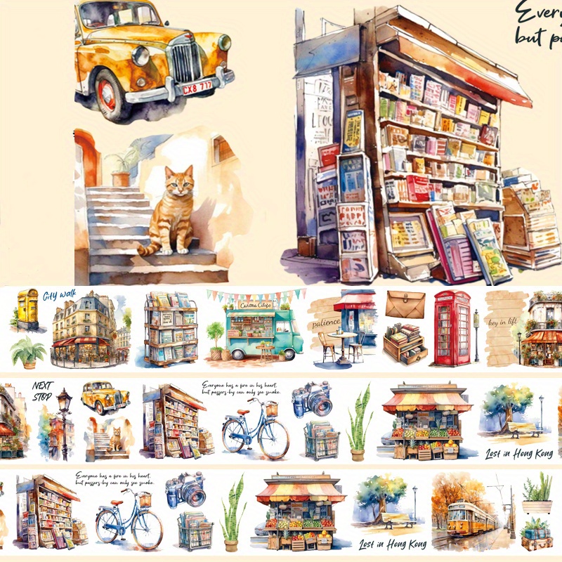 Image of 2m/ Roll Matte Pet Washi Tape City Kitten Transparent Roll Stickers Decorative Adhesive Tape For Scrapbooking Journal Aesthetic Stationery