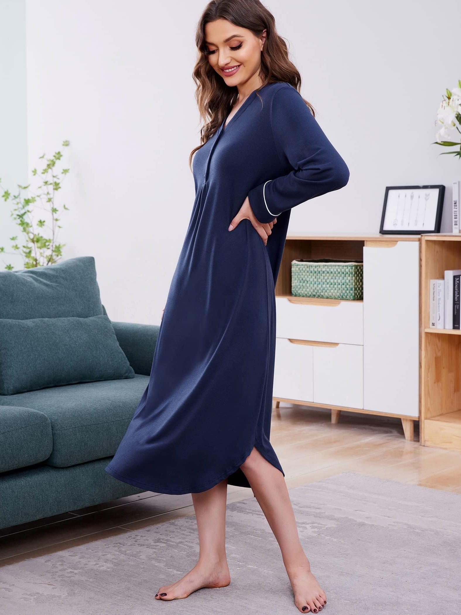 long sleeve shirt night dress for women Namatime Cotton Nightgowns for Women Soft Striped House Dress Long Sleeve  Sleep Shirts Fall Sleepwear Night Gown Nightshirt Loungwear Lounge Mini  Dress Black S at Amazon Women's Clothing store
