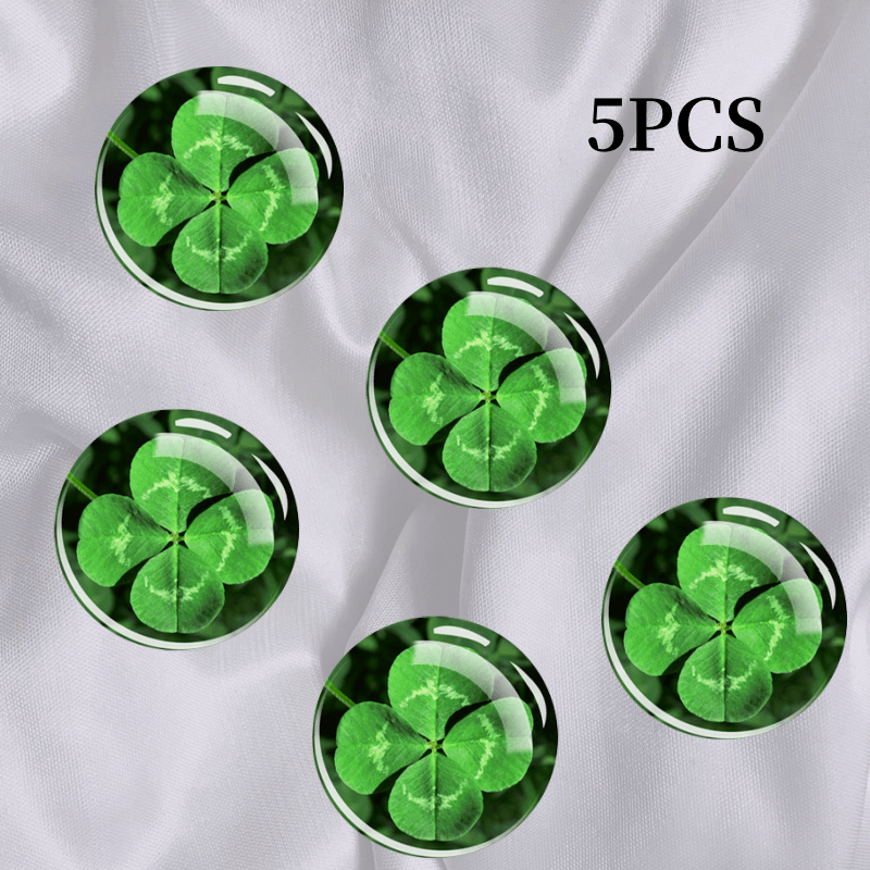 

5PCS Trèfle à Quatre Feuilles en Verre Cabochon 25MM - Pièces et Accessoires de Fabrication de Bijoux DIY pour Pendentifs et Artisanat Faits à la Main