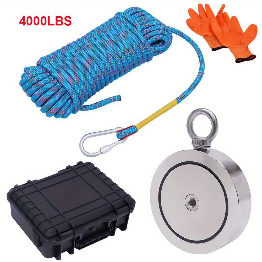 

4000lbs Strong Pulling Force Double Sided Magnet Fishing Kit With Rope+case