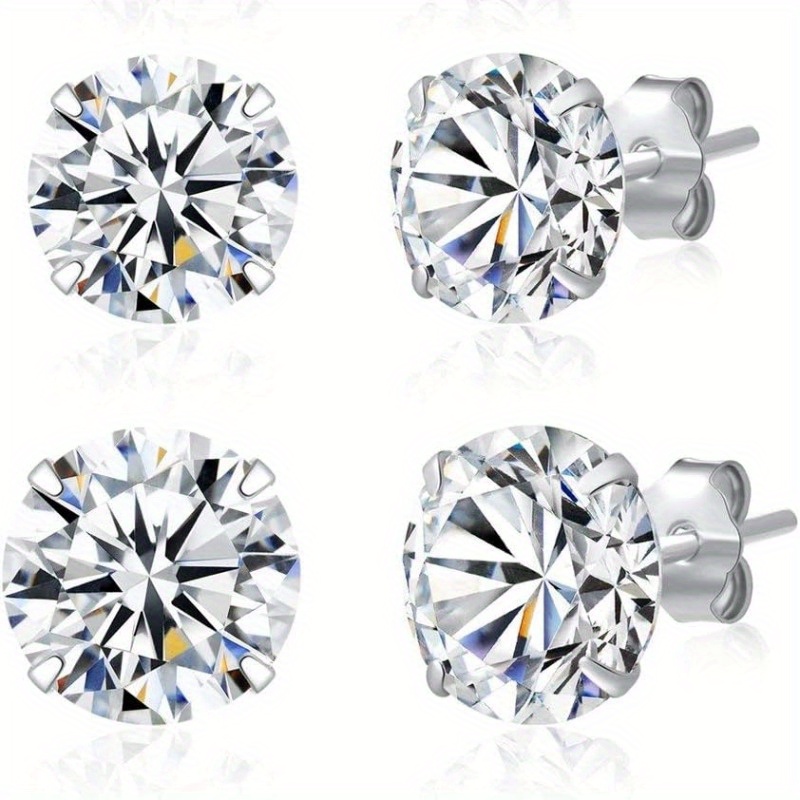 

1 Pair 925 Sterling Silver Moissanite Earrings Set 3-8mm For Men Women