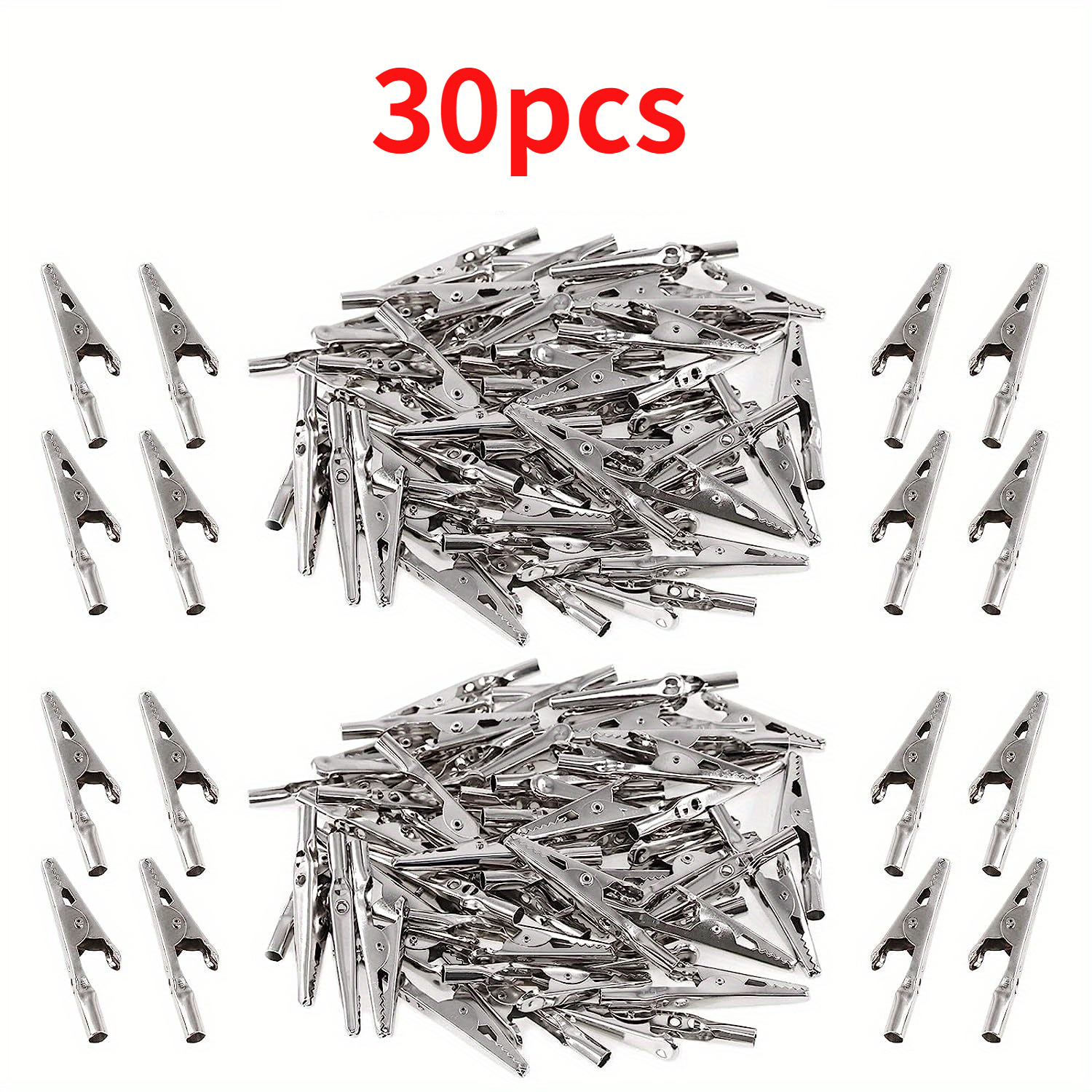 TEMU Automotive Electrical System Repair Alligator Clip Set, Nickel Plated Metal Spring Crocodile Clamps, Test Line Cable Lead Clips For Auto Circuit