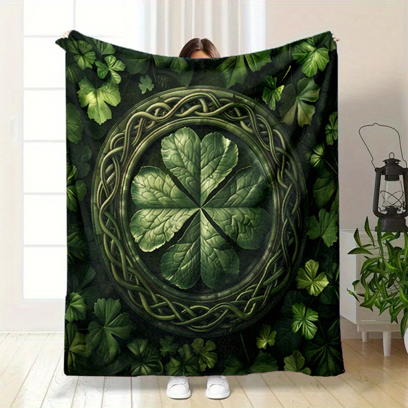 

Lucky Clover Soft & Warm Throw Blanket - Vibrant 3d Print, Perfect For Bed, Sofa, Home Decor, Picnics | All-season Flannel Comfort | Ideal Christmas & Gift