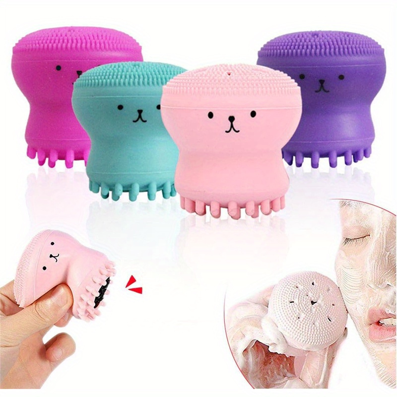 4pcs/set Silicone Facial Cleansing Brushes, Small Octopus Beauty Cleaning Brushes, Facial Skin Cleansing Tools, Exfoliation, Pore Cleansing, And Pore-tightening Facial Massage Brushes