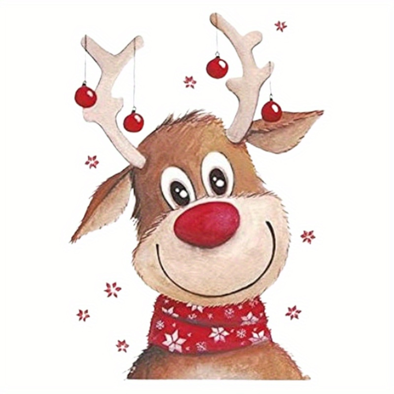 

Christmas Reindeer Heat Transfer Patch - 1 Sheet Mixed Color Iron-on Decal For Clothing, Diy Washable Applique For T-shirts, Canvas Bags, Pillow Covers