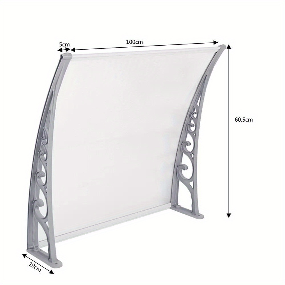 Canopy For Doors And Windows, Featuring Sun Protection, Rain Resistance, And Uv Shielding, Made Of Polycarbonate, Measuring 60 By 100 Cm, In Gray