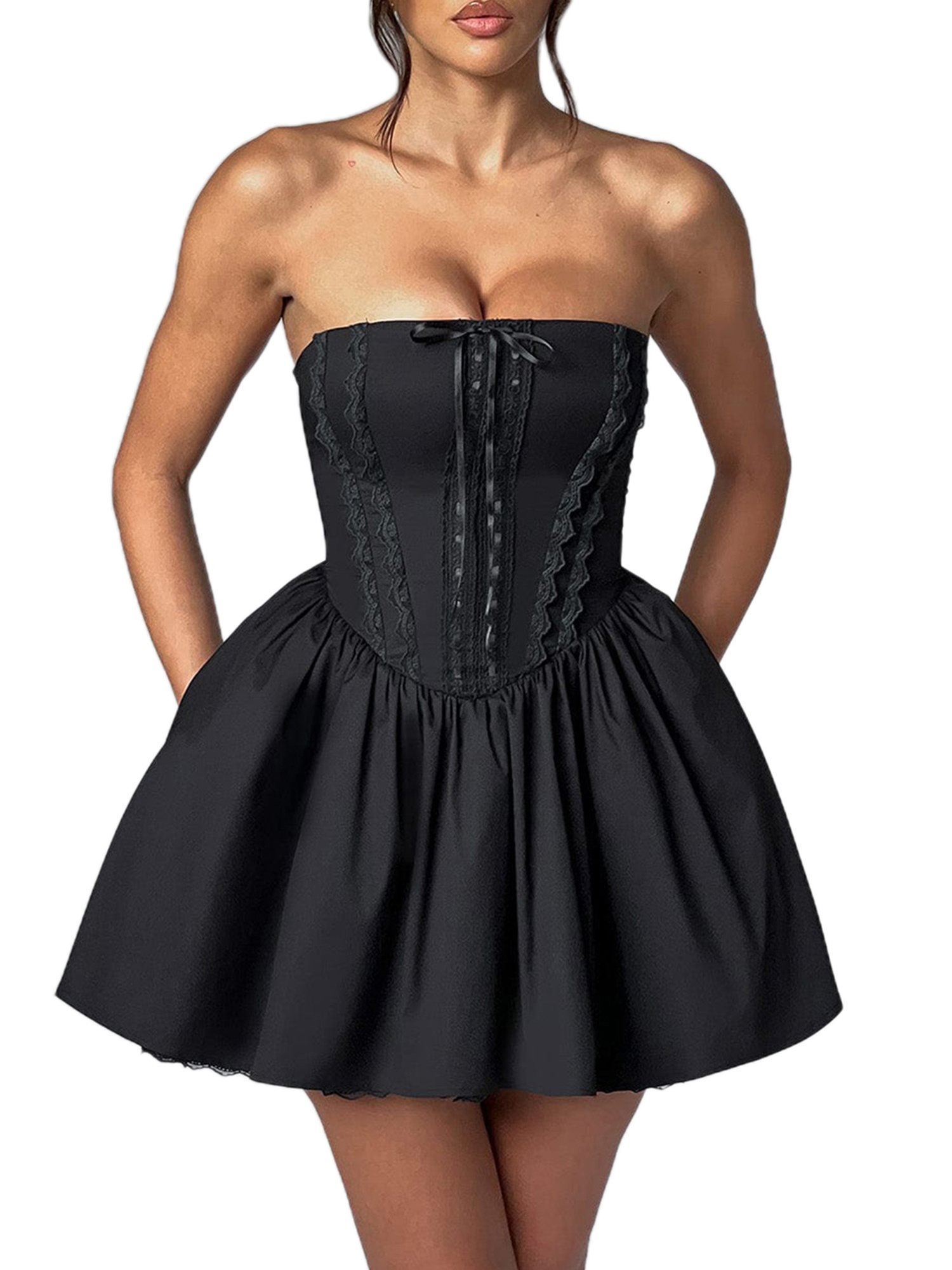 strapless corset mini dress The Sasha Butter Yellow Strapless Corset Mini Dress M main image 1