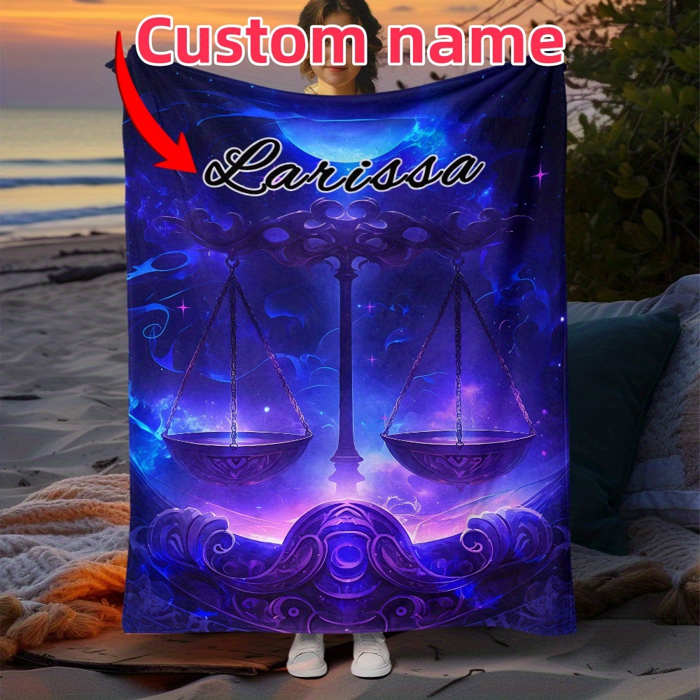 

Custom Libra-themed Personalized Flannel Throw Blanket - Soft, Lightweight & Durable For Couch, Bed, Travel & Camping - Digital