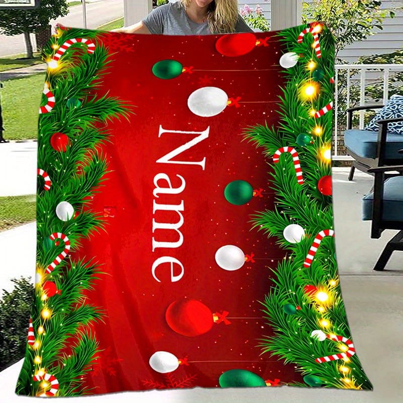 

Personalized With Custom Name - Soft Flannel Knit Polyester Throw For All Seasons, Digital Print, Cartoon Theme, Glam Style, Durable Design, Ideal For Napping, Camping, Travel - Unique Gift Idea