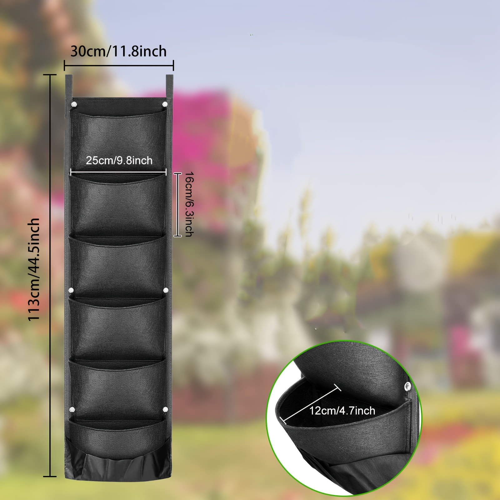 Image of 1 Pack, Hanging Planters Wall Planter For Indoor Outdoor Plants Railing Balcony Planter, 1 Pack Of 6 Pockets New Upgraded Vertical Garden Gift For Who To Plant