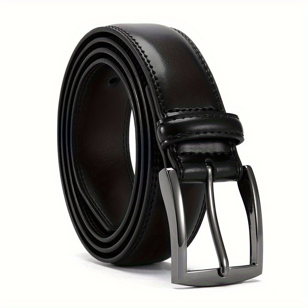 

Men' Genuine Leather Belt With Sleek Alloy Pin - For Casual Or Formal Wear, Perfect Gift Idea